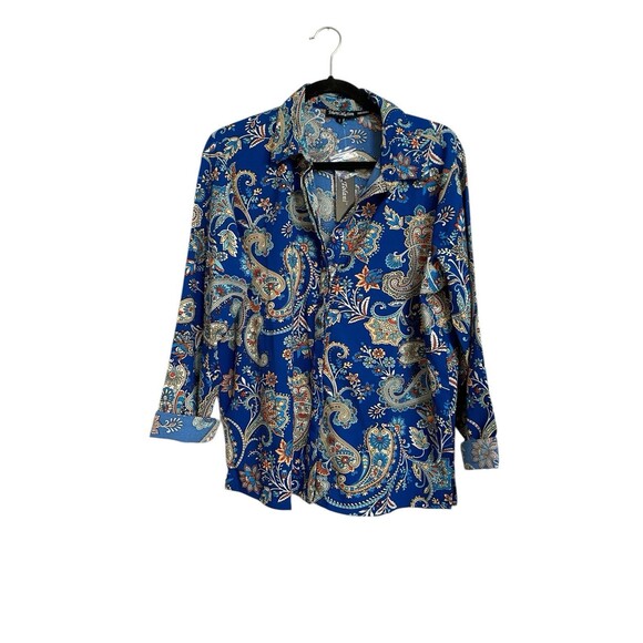 Tolani Collection Zadie Blouse And Pants Size S Blue Paisley New - Picture 3 of 12